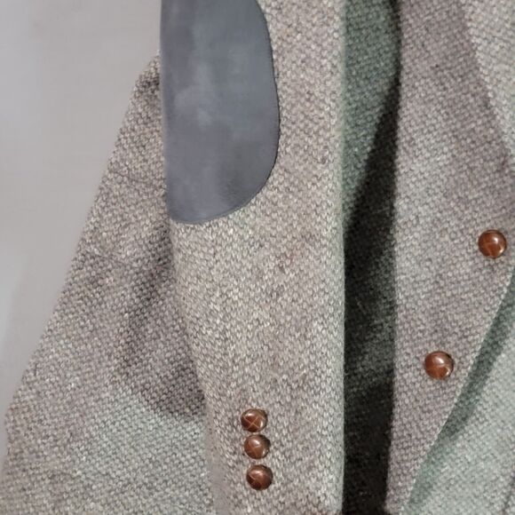 Vintage Levis Strauss Wool Tweed Blazer Lg Sports Coat Elbow Patches Herringbone - Picture 5 of 16